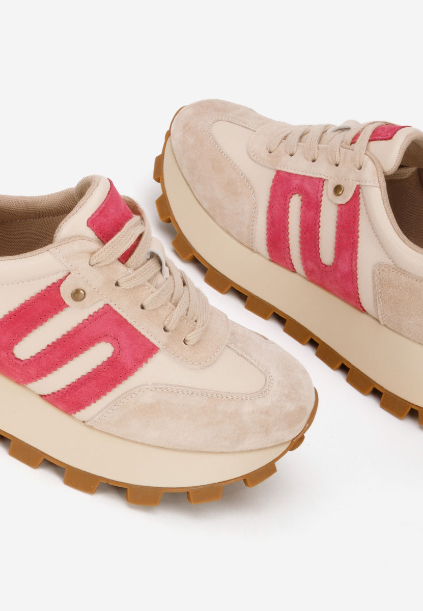 Béžové kožené dámské sneakersy Naturală Jomelia