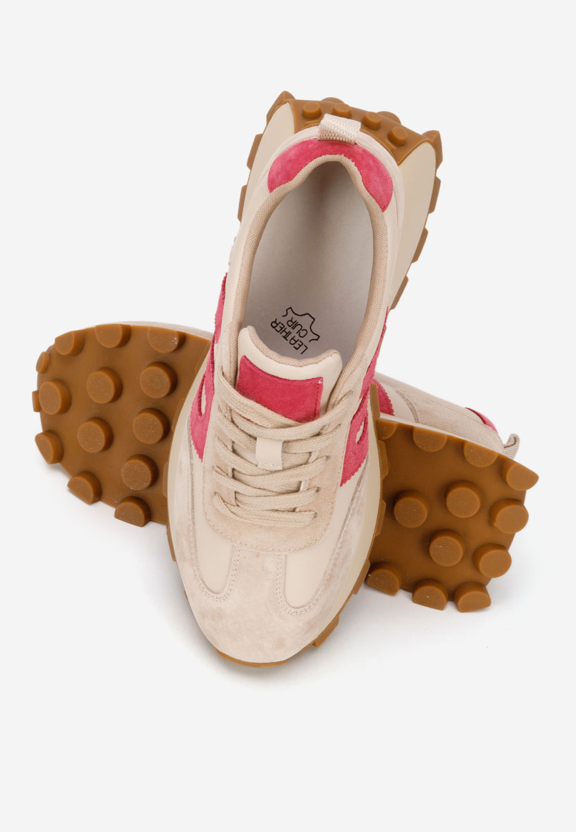 Béžové kožené dámské sneakersy Naturală Jomelia