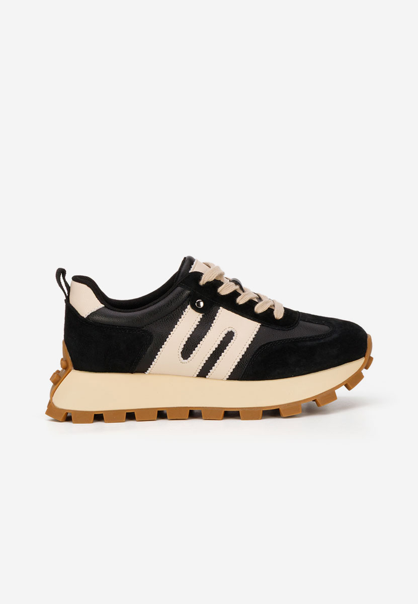 Černé kožené dámské sneakersy Naturală Jomelia