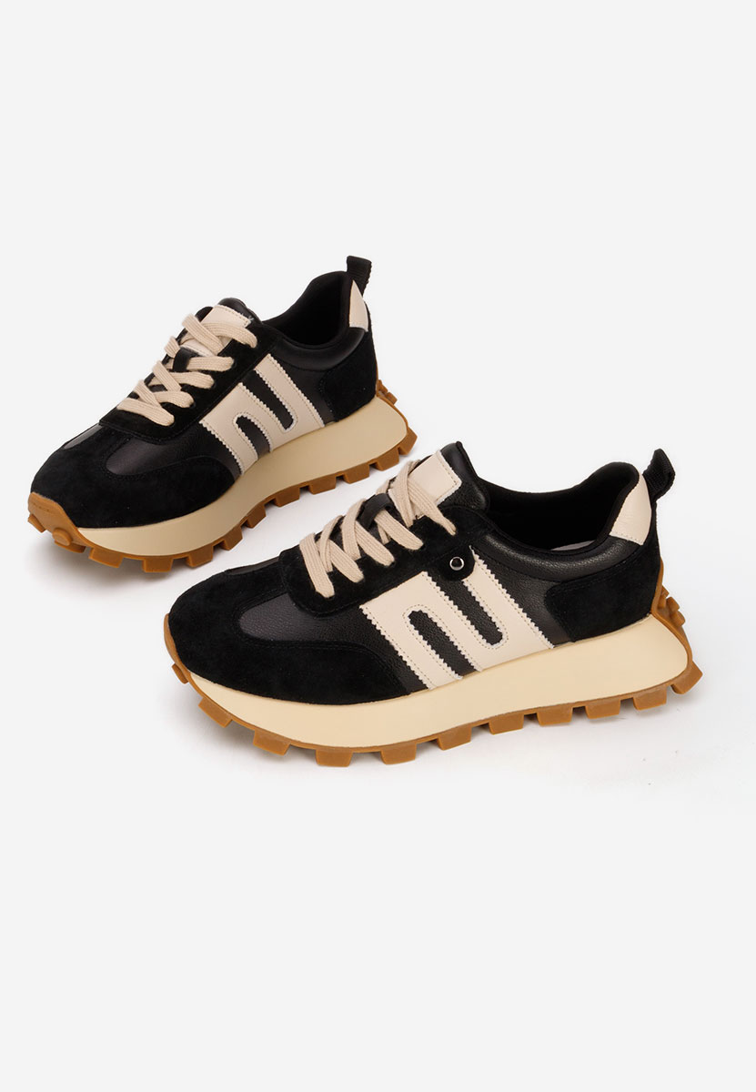 Černé kožené dámské sneakersy Naturală Jomelia