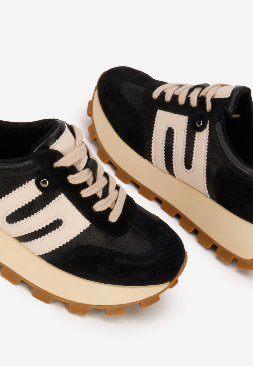 Černé kožené dámské sneakersy Naturală Jomelia