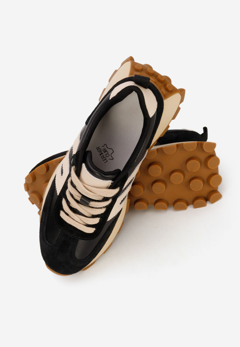 Černé kožené dámské sneakersy Naturală Jomelia