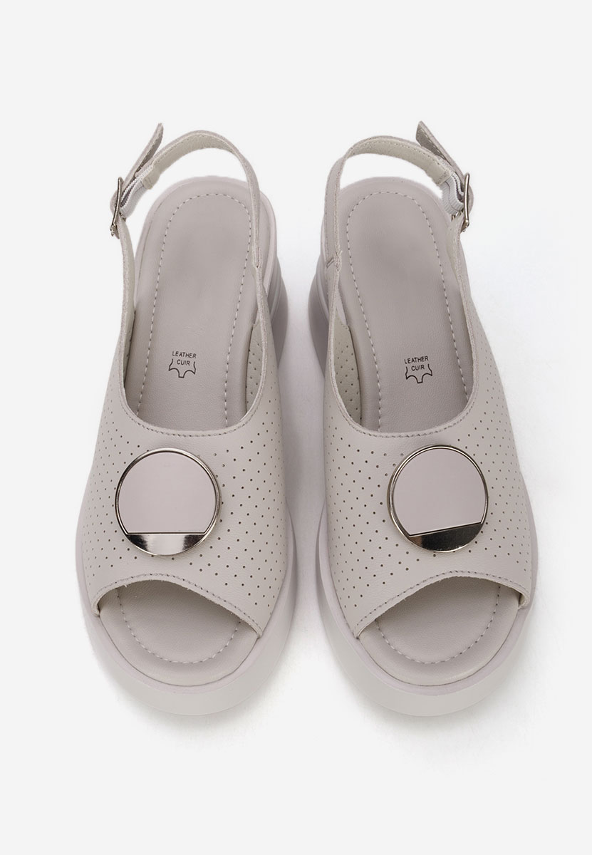 Šedé kožené sandály na klínku Zinalia