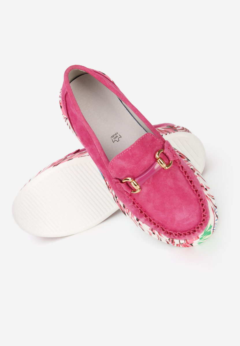 Fuchsiové dámské kožené mokasíny Tanielia