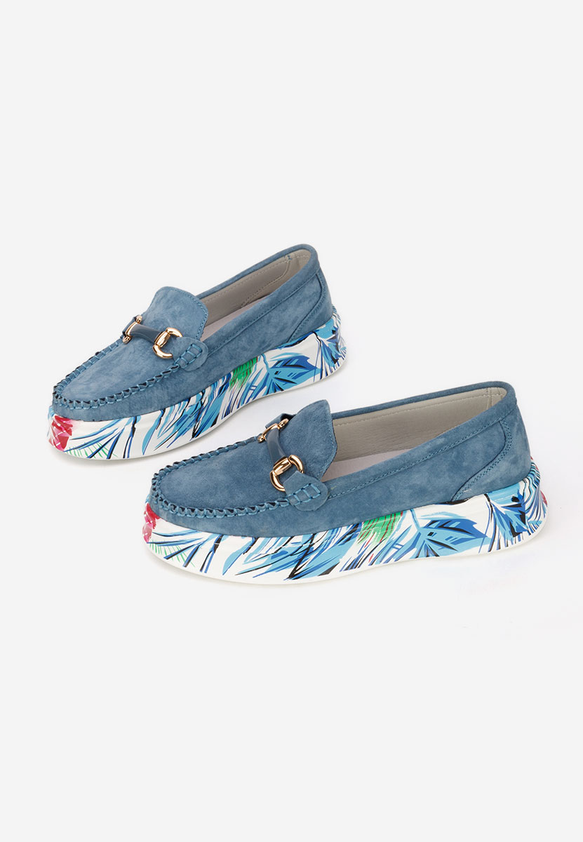 Modré dámské kožené mokasíny Tanielia