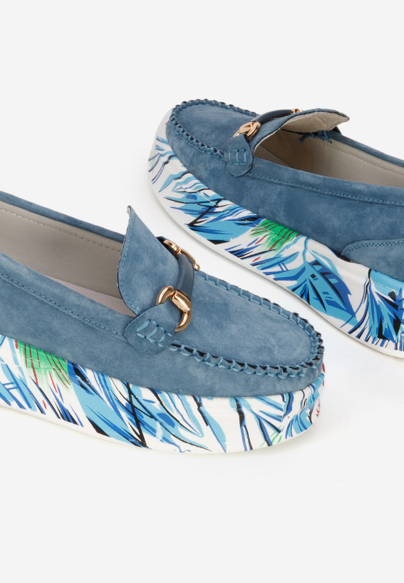 Modré dámské kožené mokasíny Tanielia