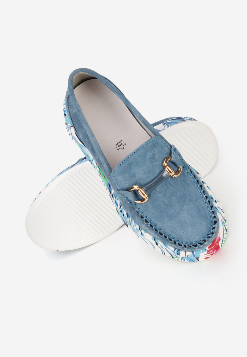 Modré dámské kožené mokasíny Tanielia