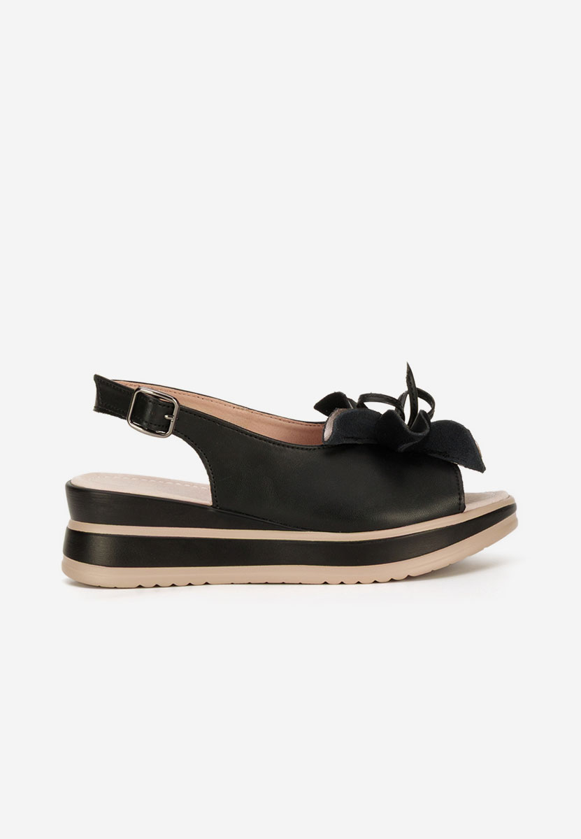 Černé kožené sandály na klínku Rafaelia