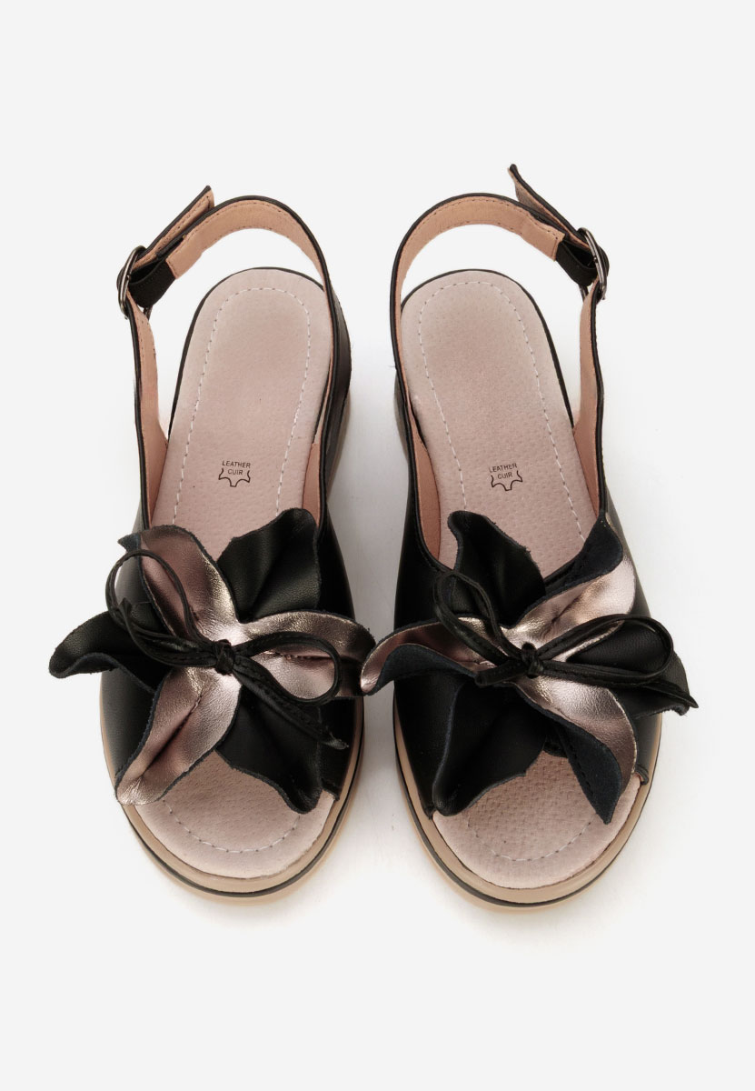 Černé kožené sandály na klínku Rafaelia