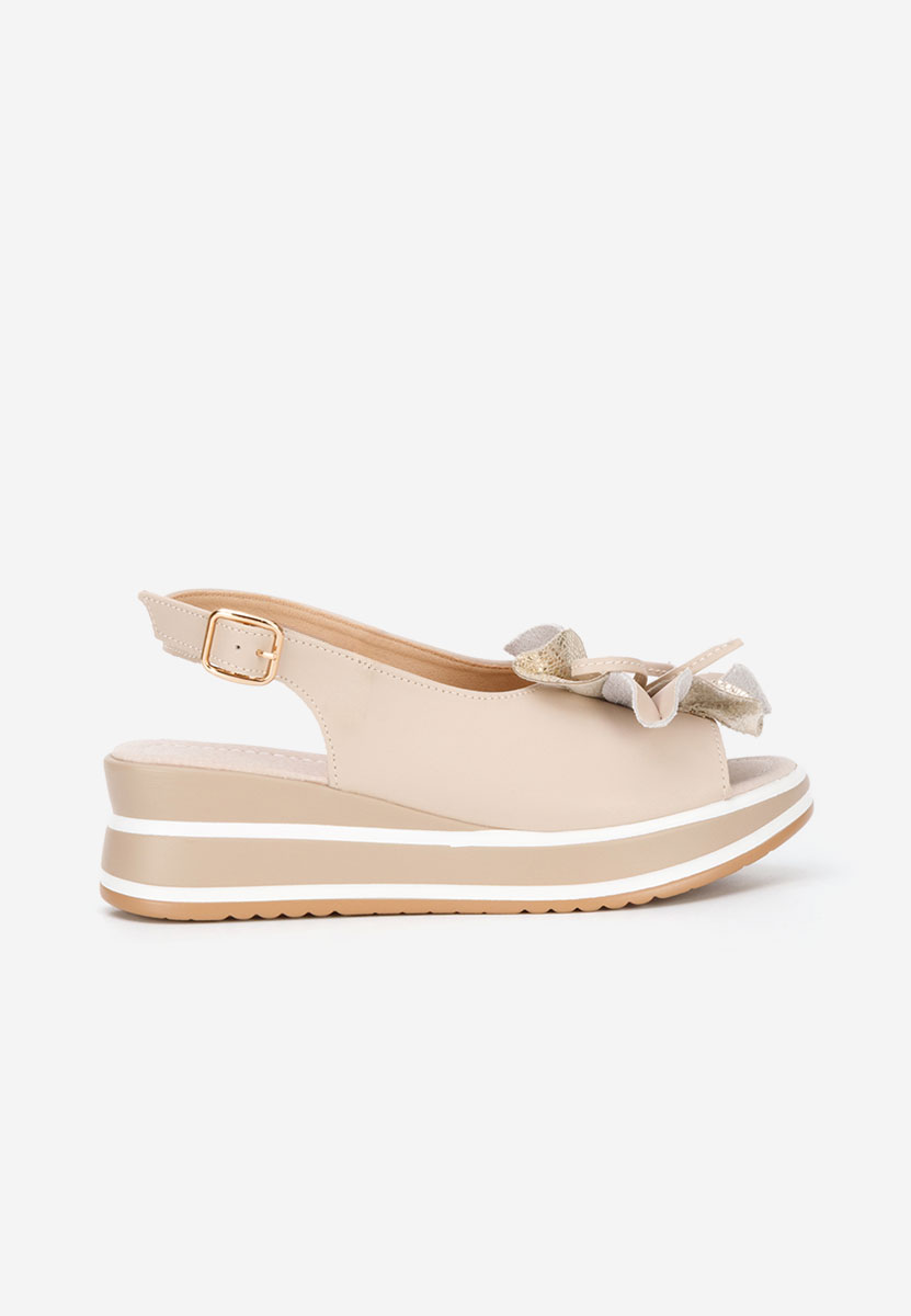 Béžové kožené sandály na klínku Rafaelia