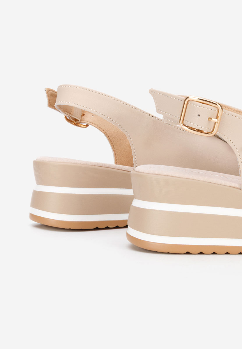 Béžové kožené sandály na klínku Rafaelia