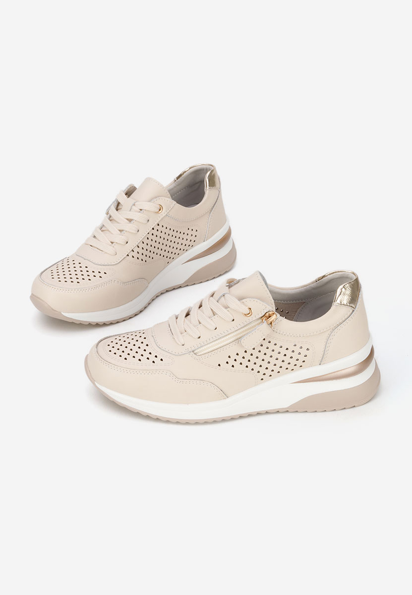 Béžové kožené dámské sneakersy Abrienda