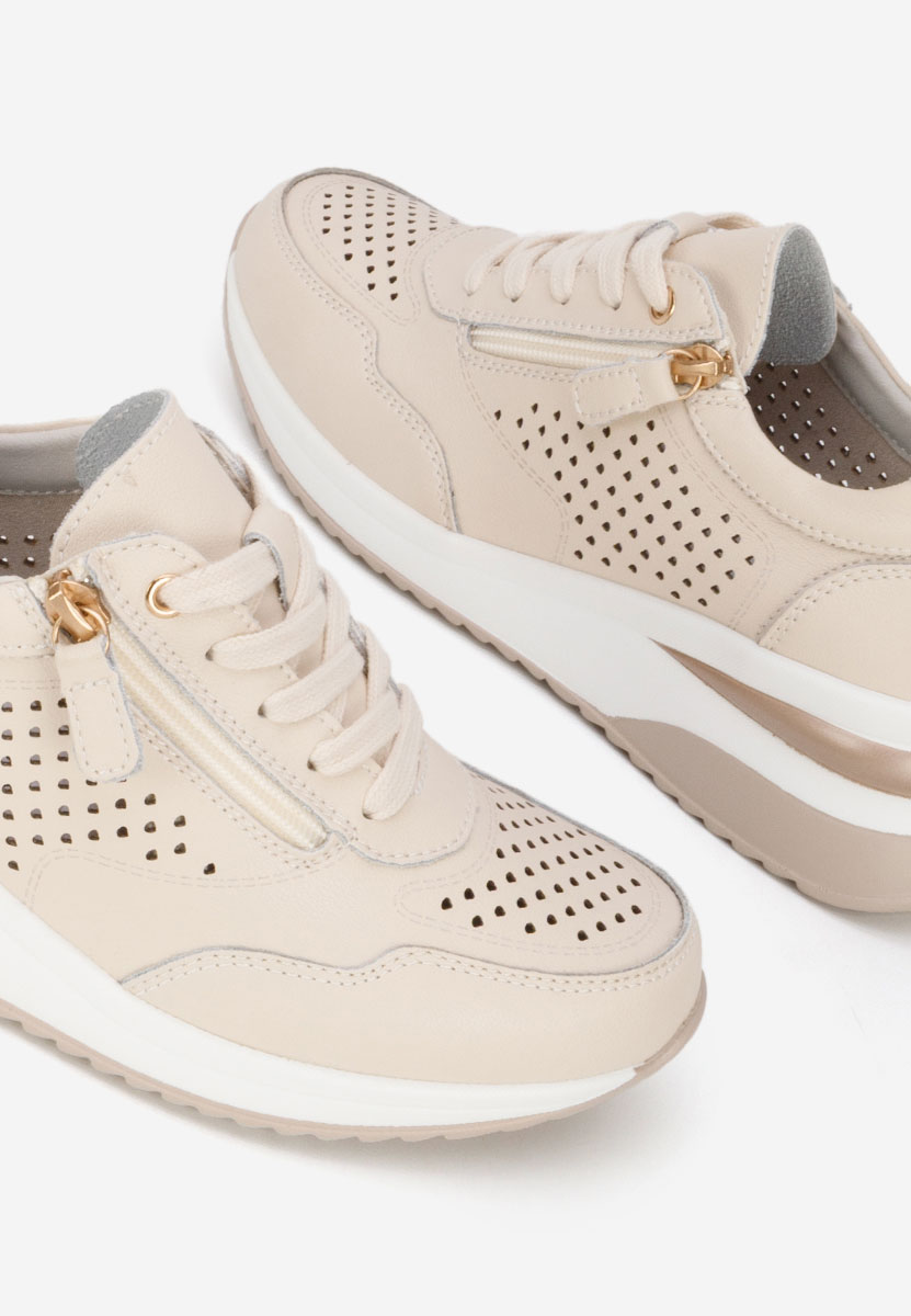 Béžové kožené dámské sneakersy Abrienda