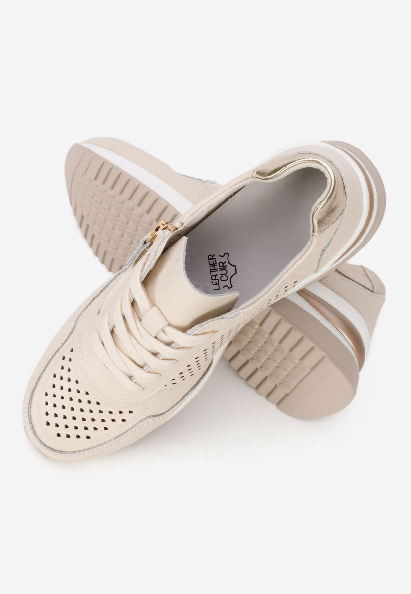 Béžové kožené dámské sneakersy Abrienda