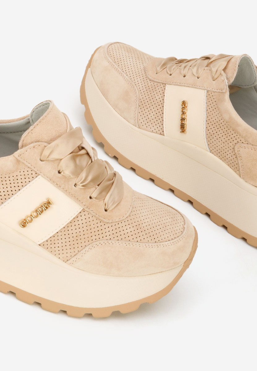 Béžové dámské tenisky na platformě Densia