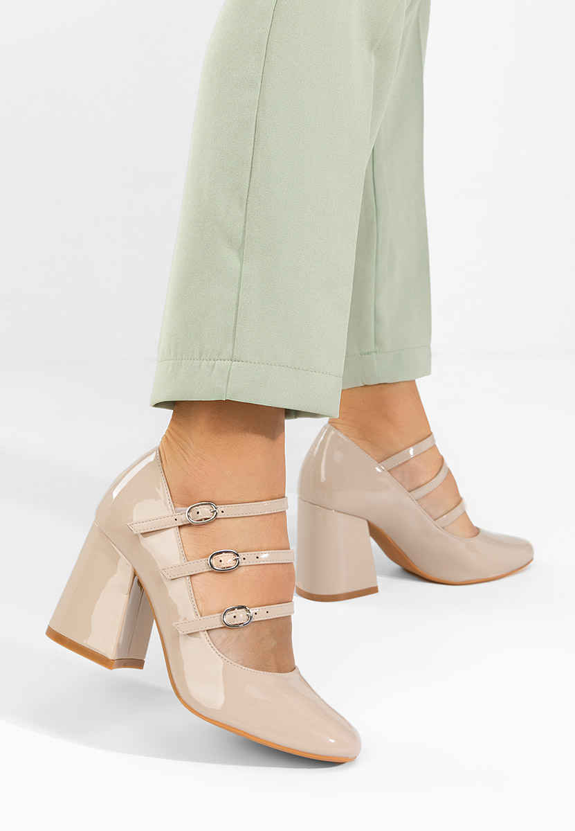 Béžové lesklé lodičky Genina