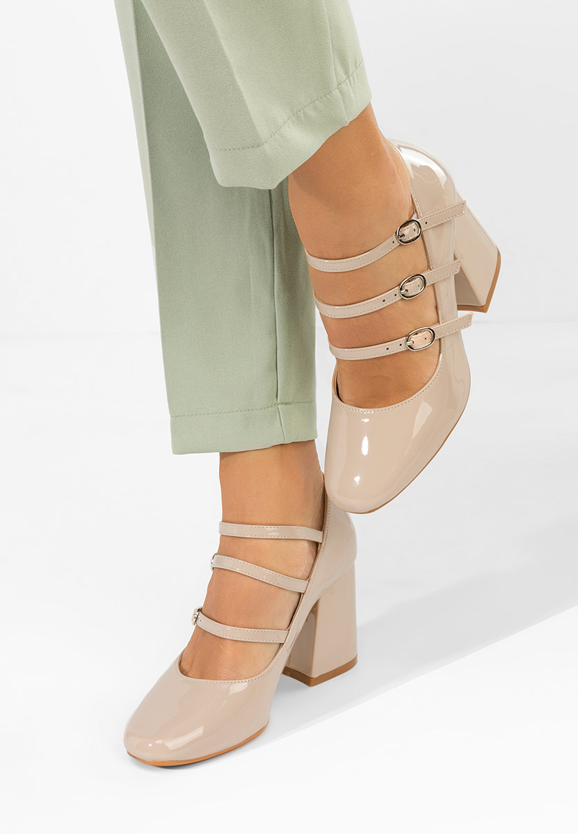 Béžové lesklé lodičky Genina