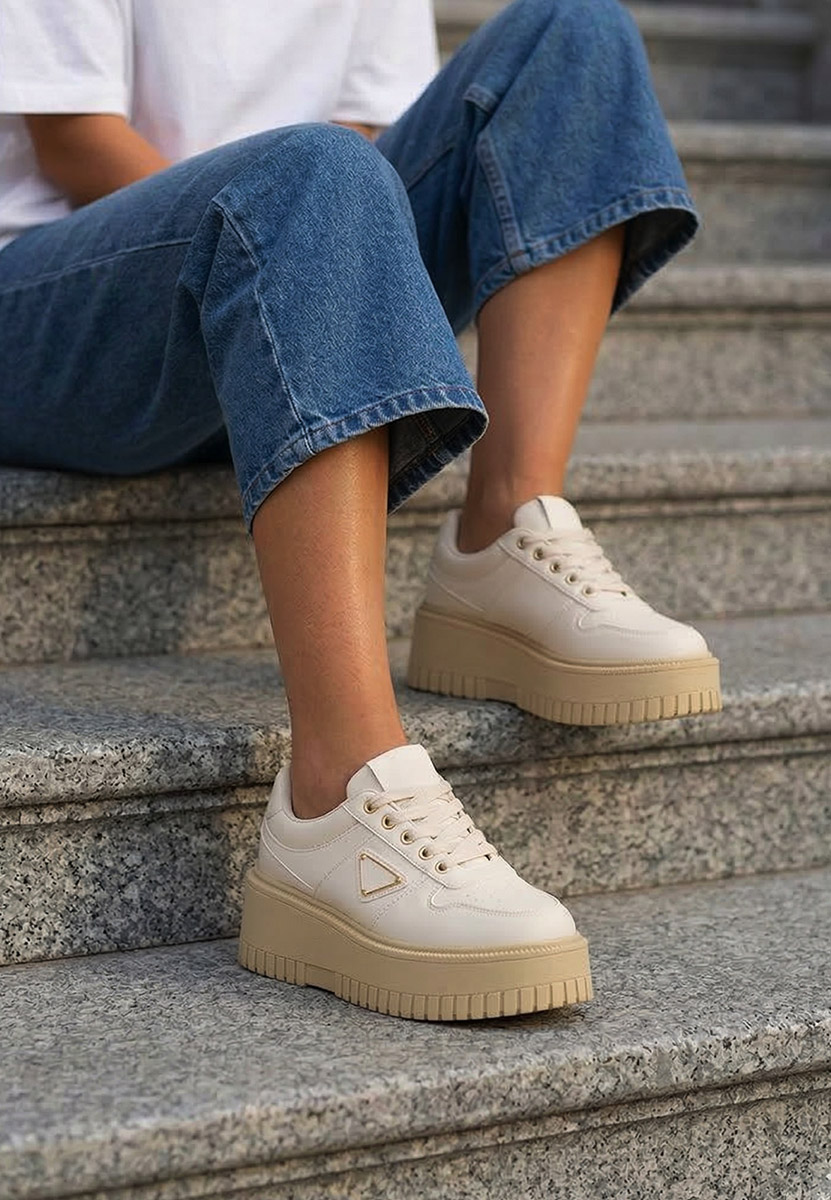 Béžové dámské tenisky na platformě Madaline