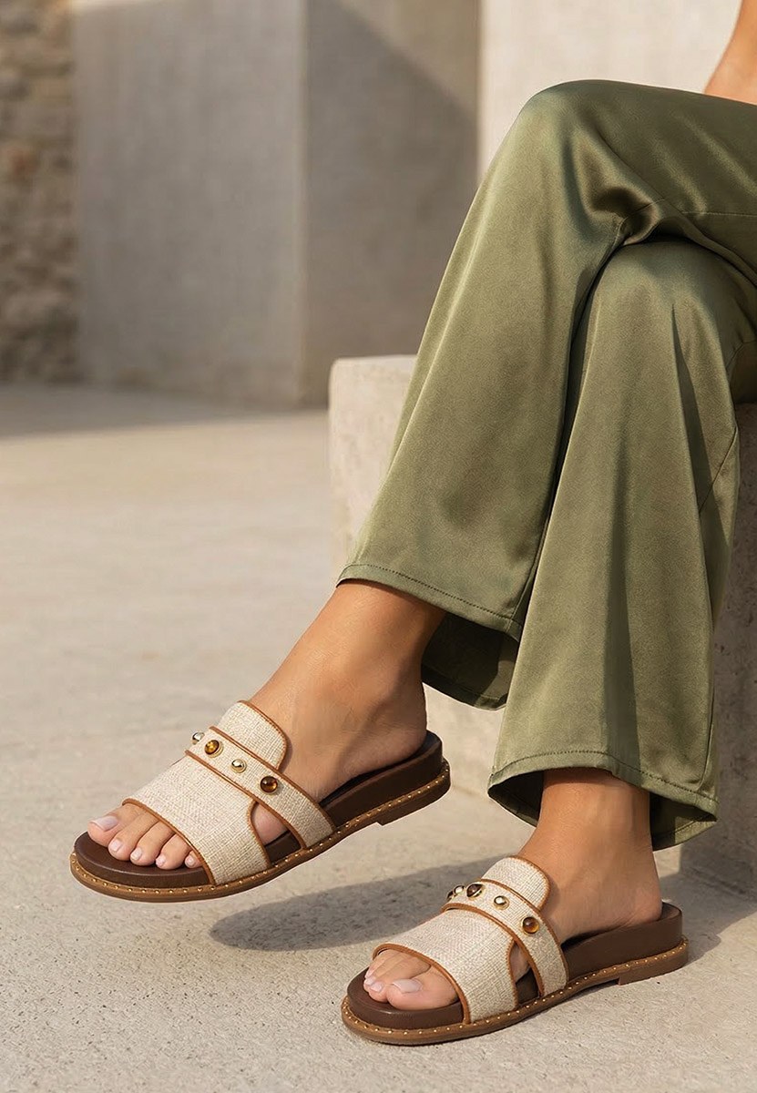 Béžové pantofle Cu talpa inalta Raniella