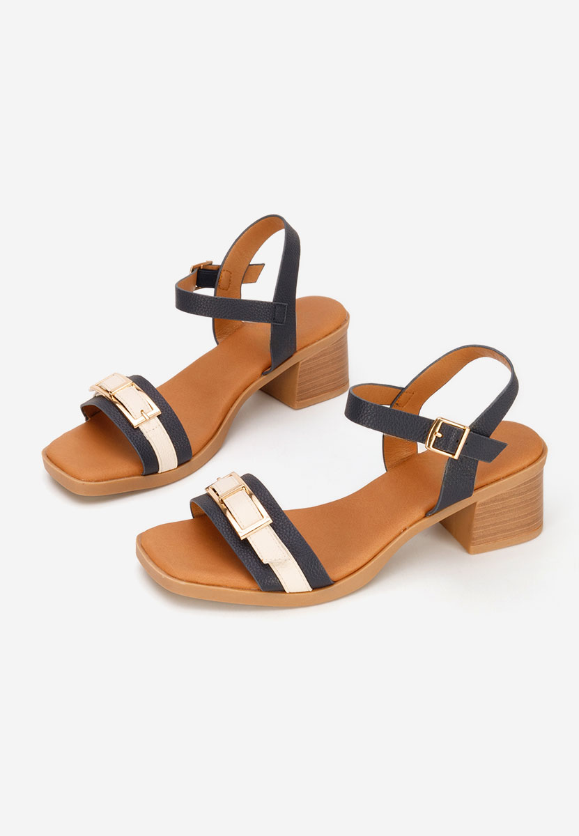 Tmavě modré sandály na podpatku Iustinia