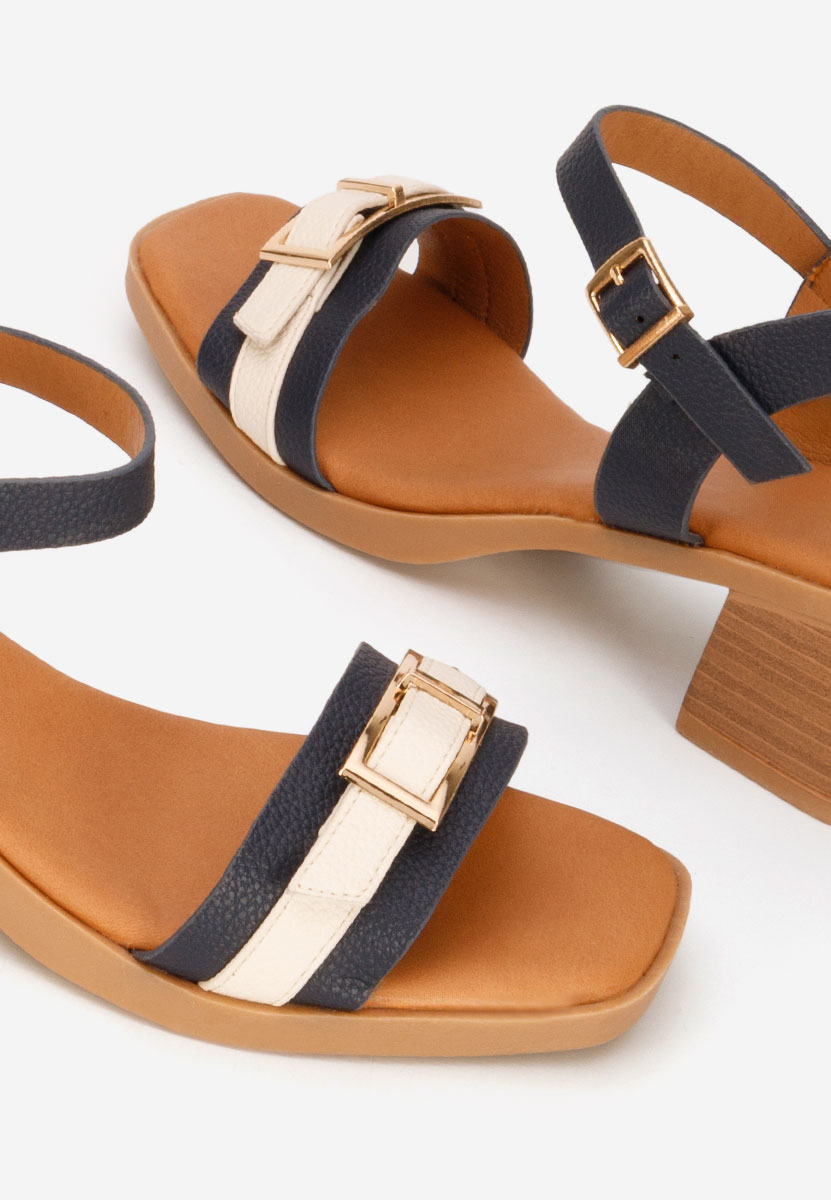 Tmavě modré sandály na podpatku Iustinia