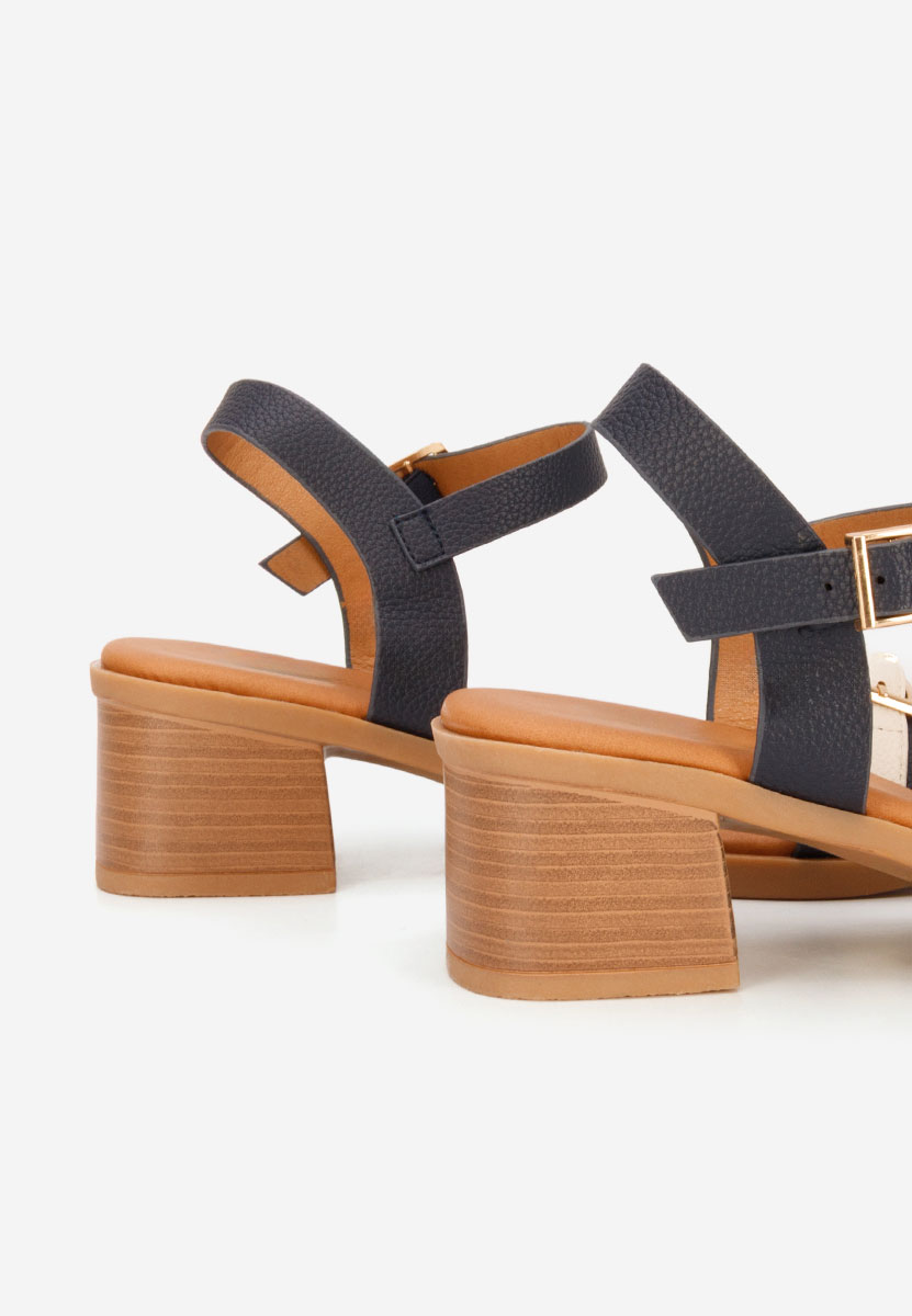 Tmavě modré sandály na podpatku Iustinia