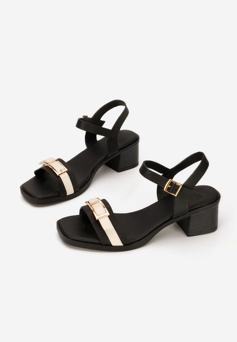 Černé sandály na podpatku Iustinia