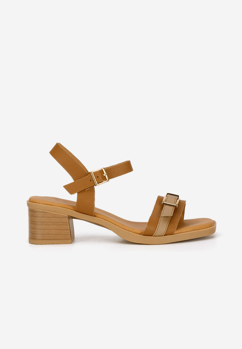 Camelové sandály na podpatku Iustinia