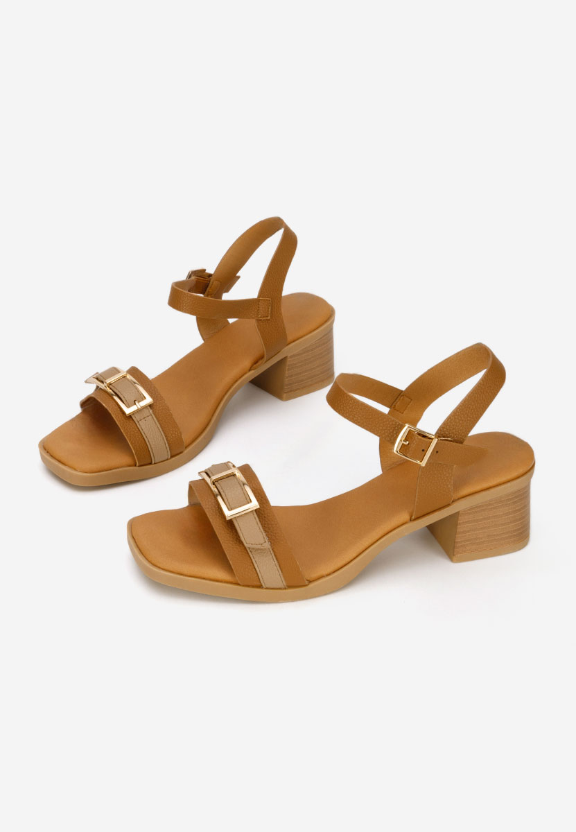 Camelové sandály na podpatku Iustinia