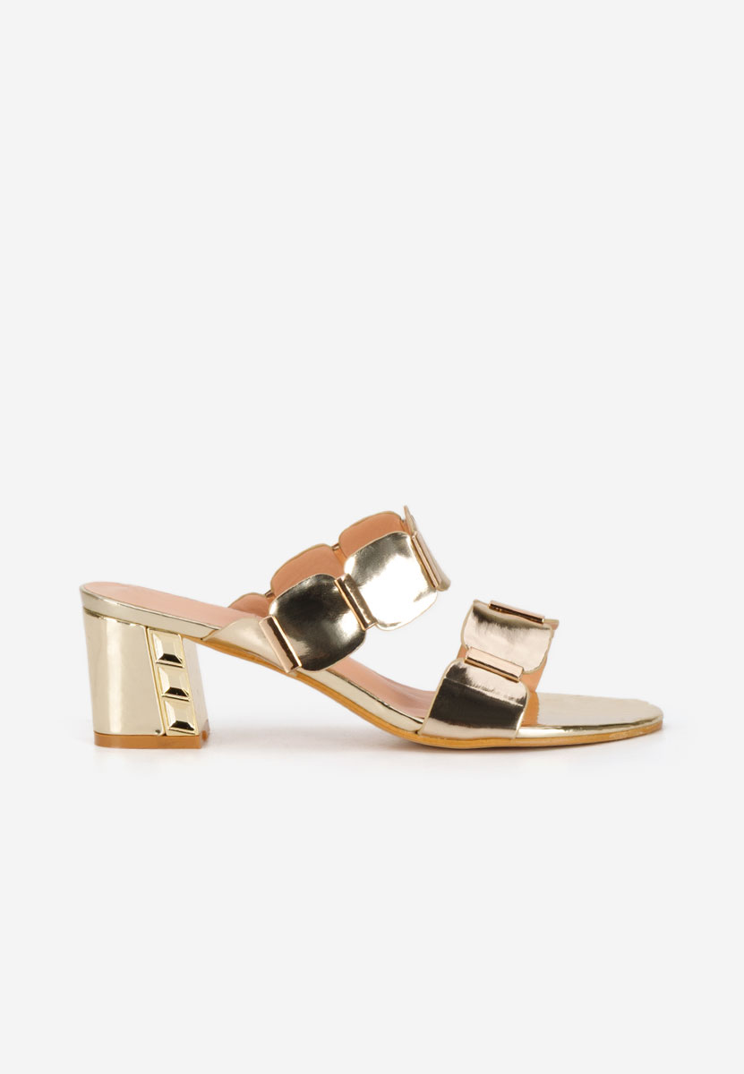 Zlaté pantofle na podpatku Raniela