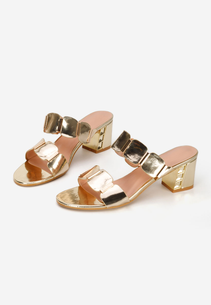 Zlaté pantofle na podpatku Raniela