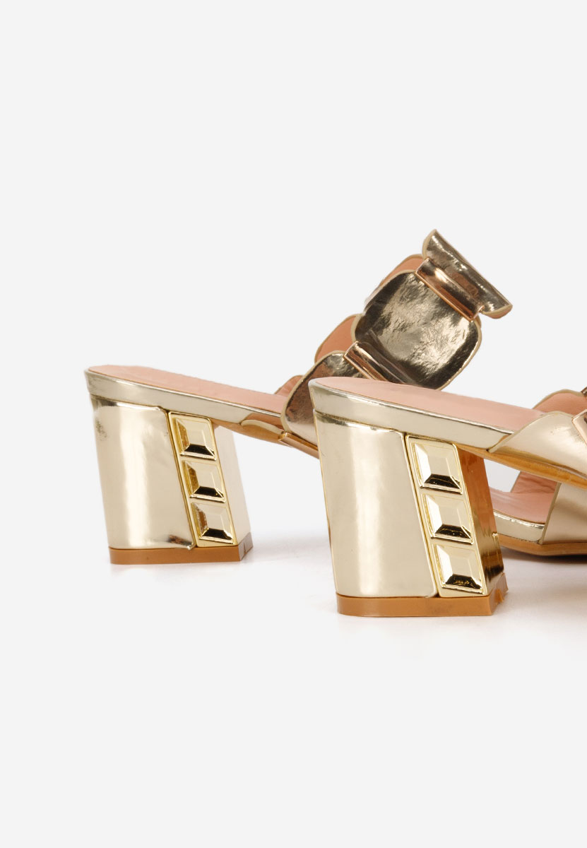 Zlaté pantofle na podpatku Raniela