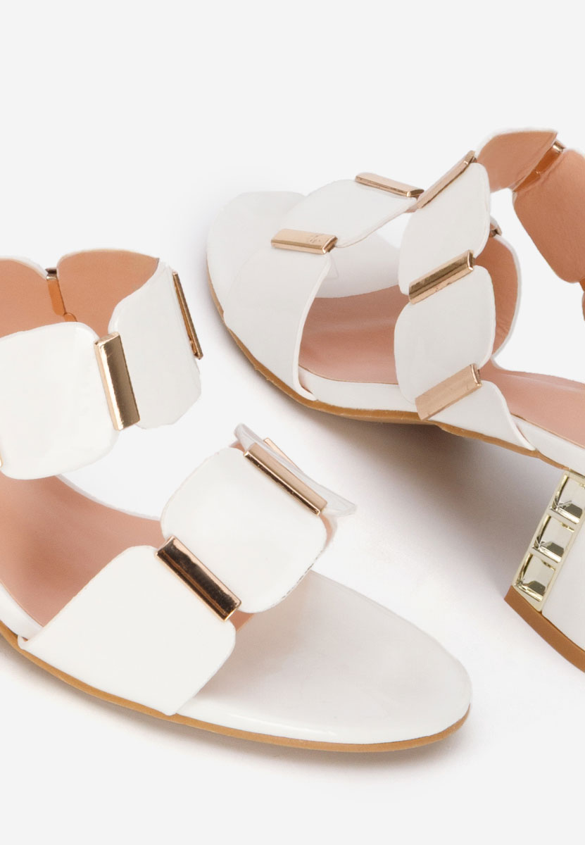 Bílé pantofle na podpatku Raniela