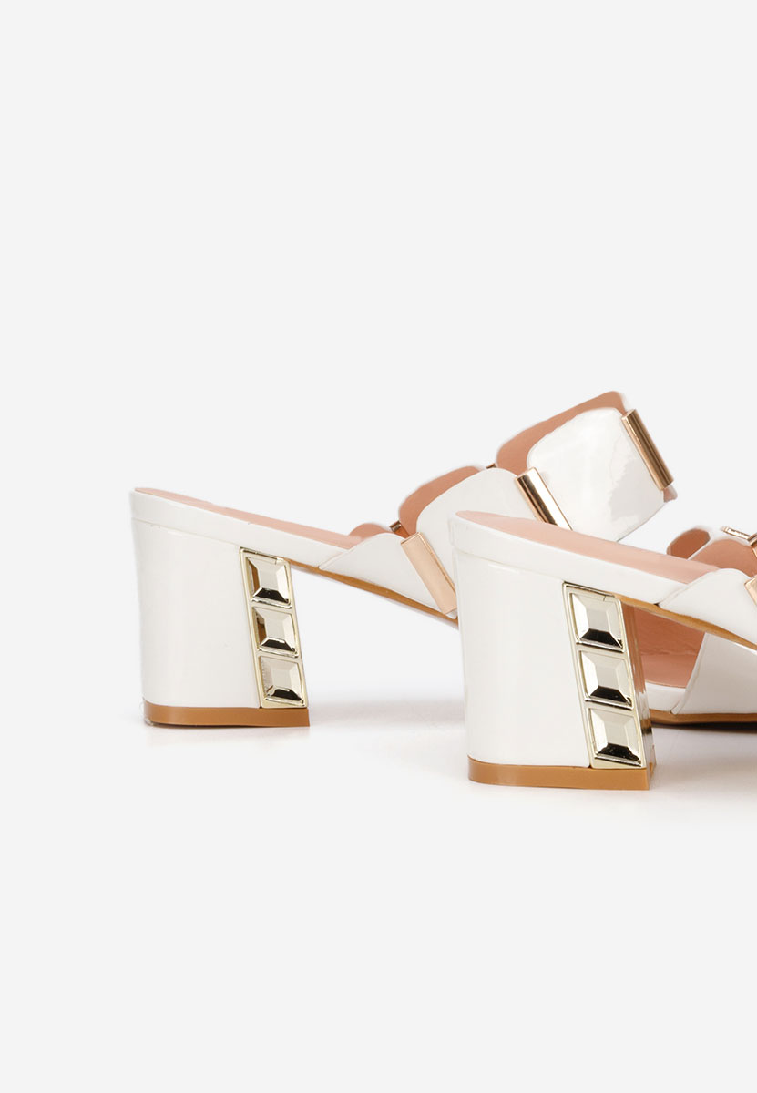 Bílé pantofle na podpatku Raniela