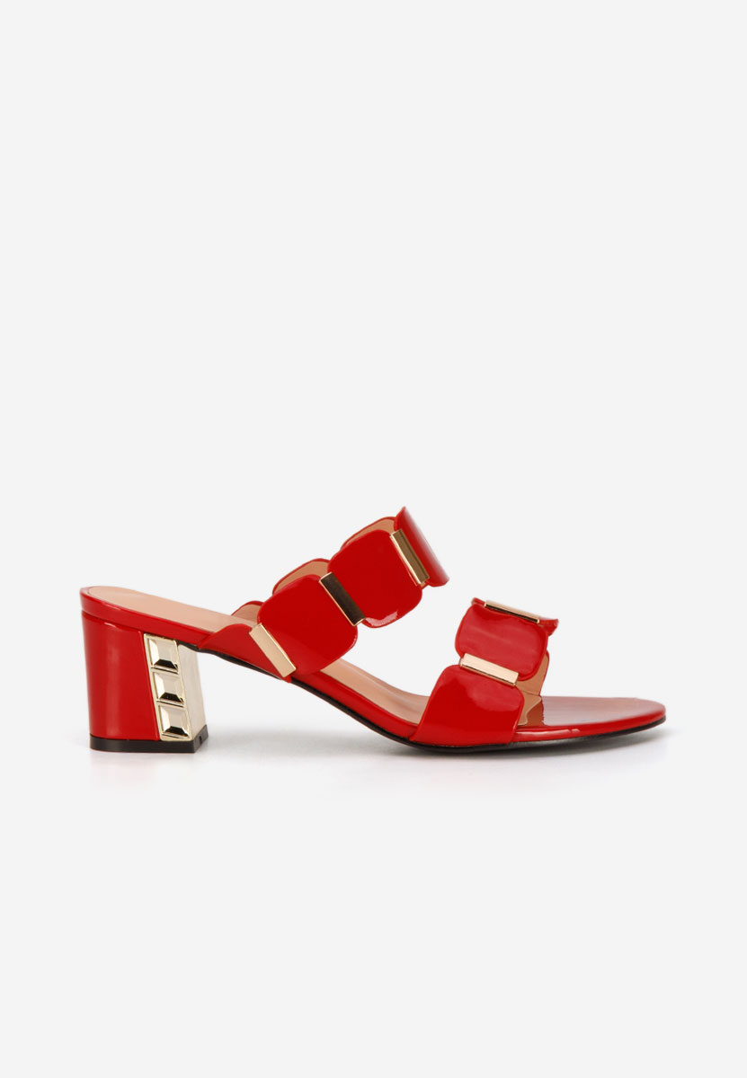 Červené pantofle na podpatku Raniela