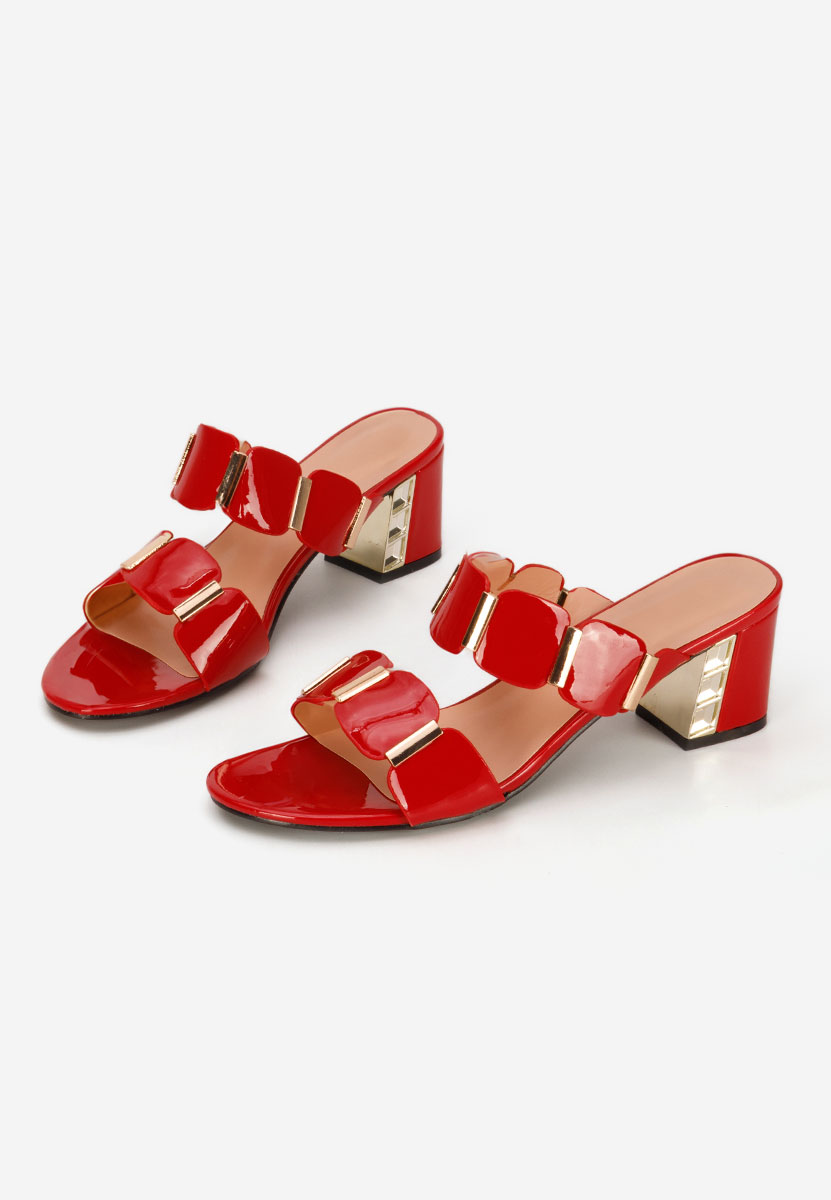 Červené pantofle na podpatku Raniela