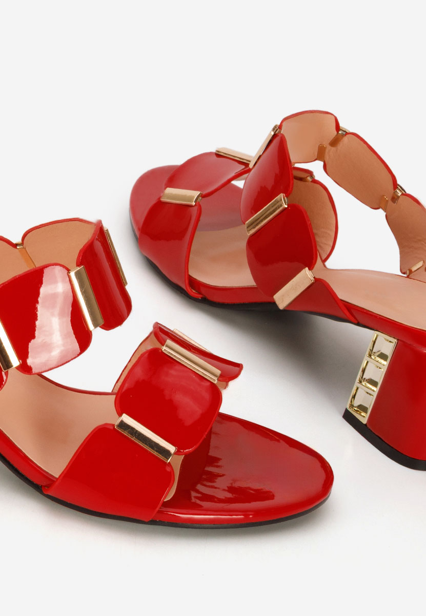 Červené pantofle na podpatku Raniela