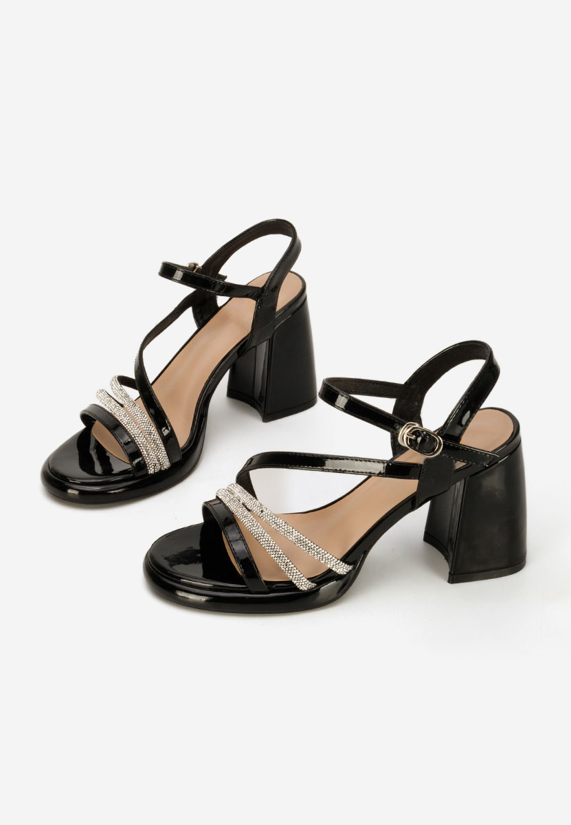 Černé sandály na podpatku Bogdana