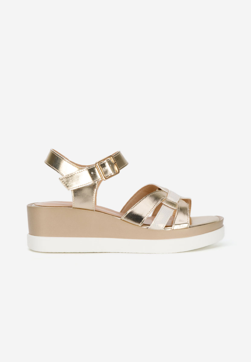 Zlaté sandály na klínku Barkita