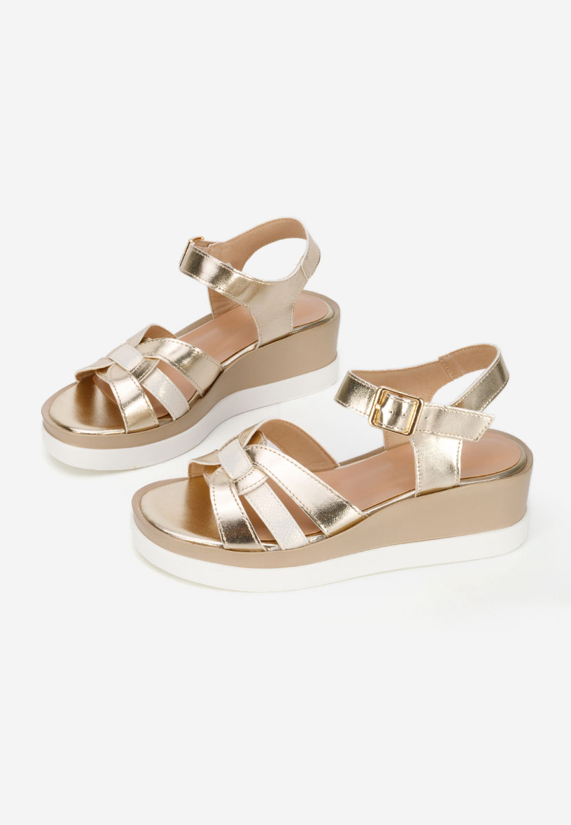 Zlaté sandály na klínku Barkita