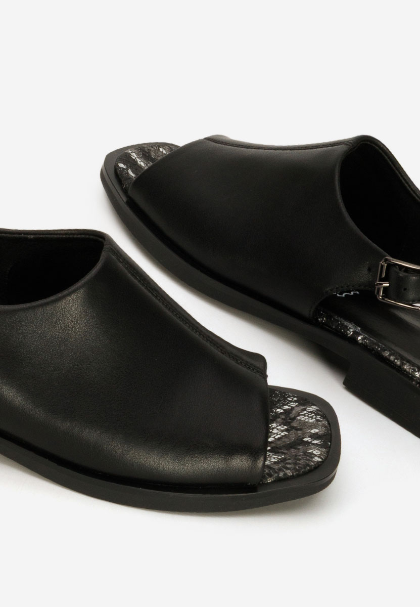 Černé kožené sandály Saryna