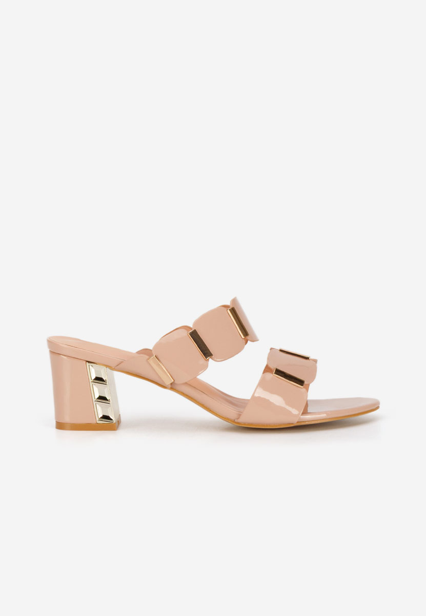 Béžové pantofle na podpatku Raniela