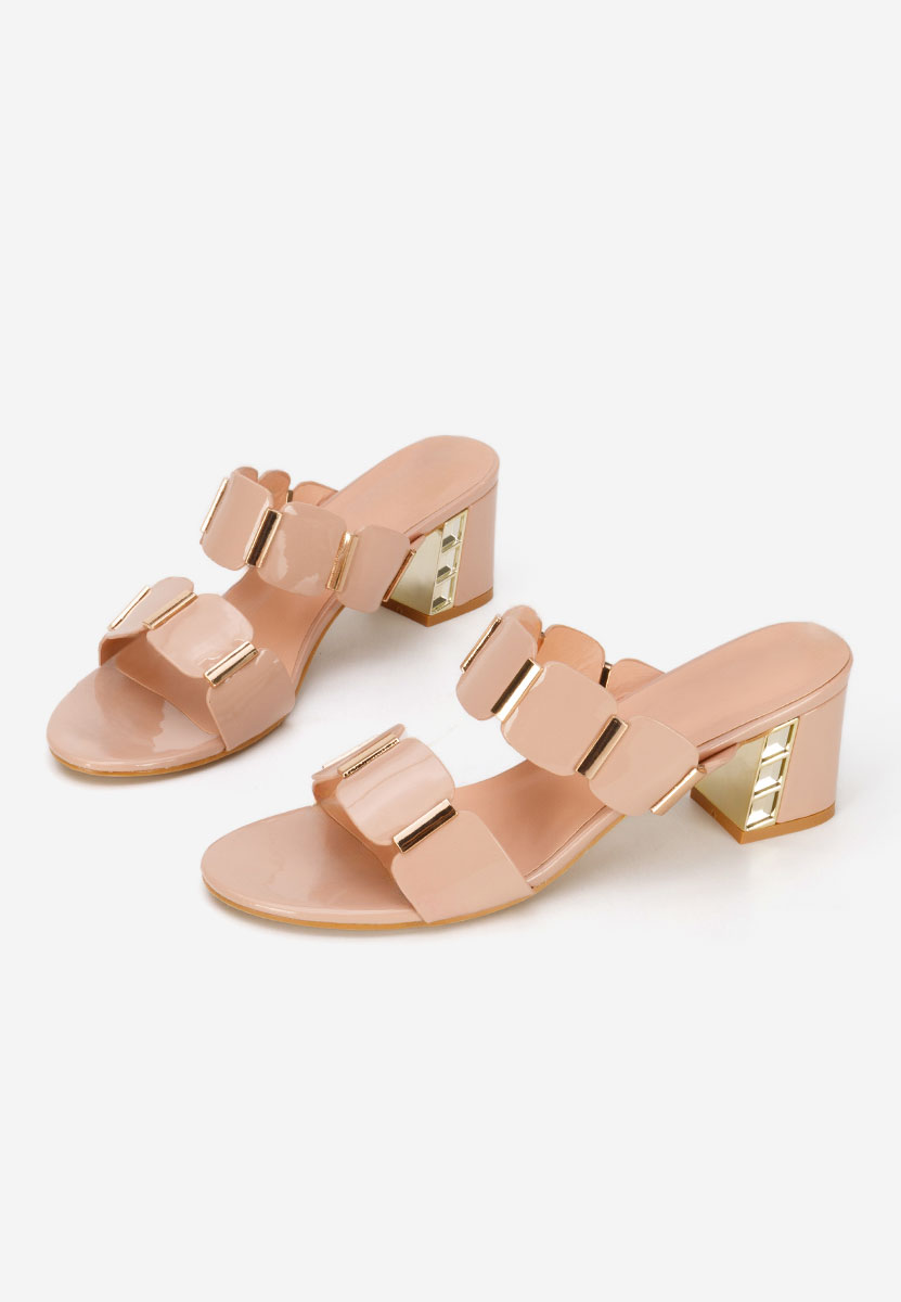 Béžové pantofle na podpatku Raniela