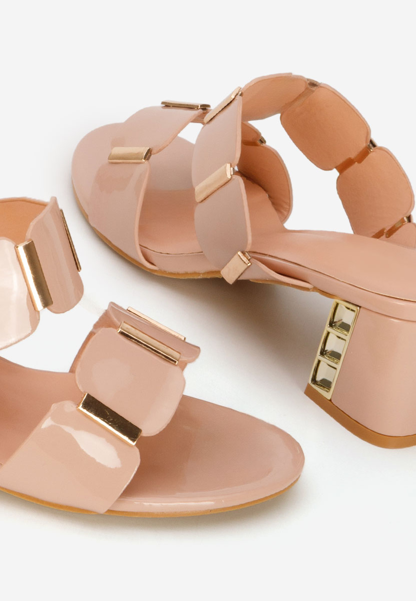 Béžové pantofle na podpatku Raniela