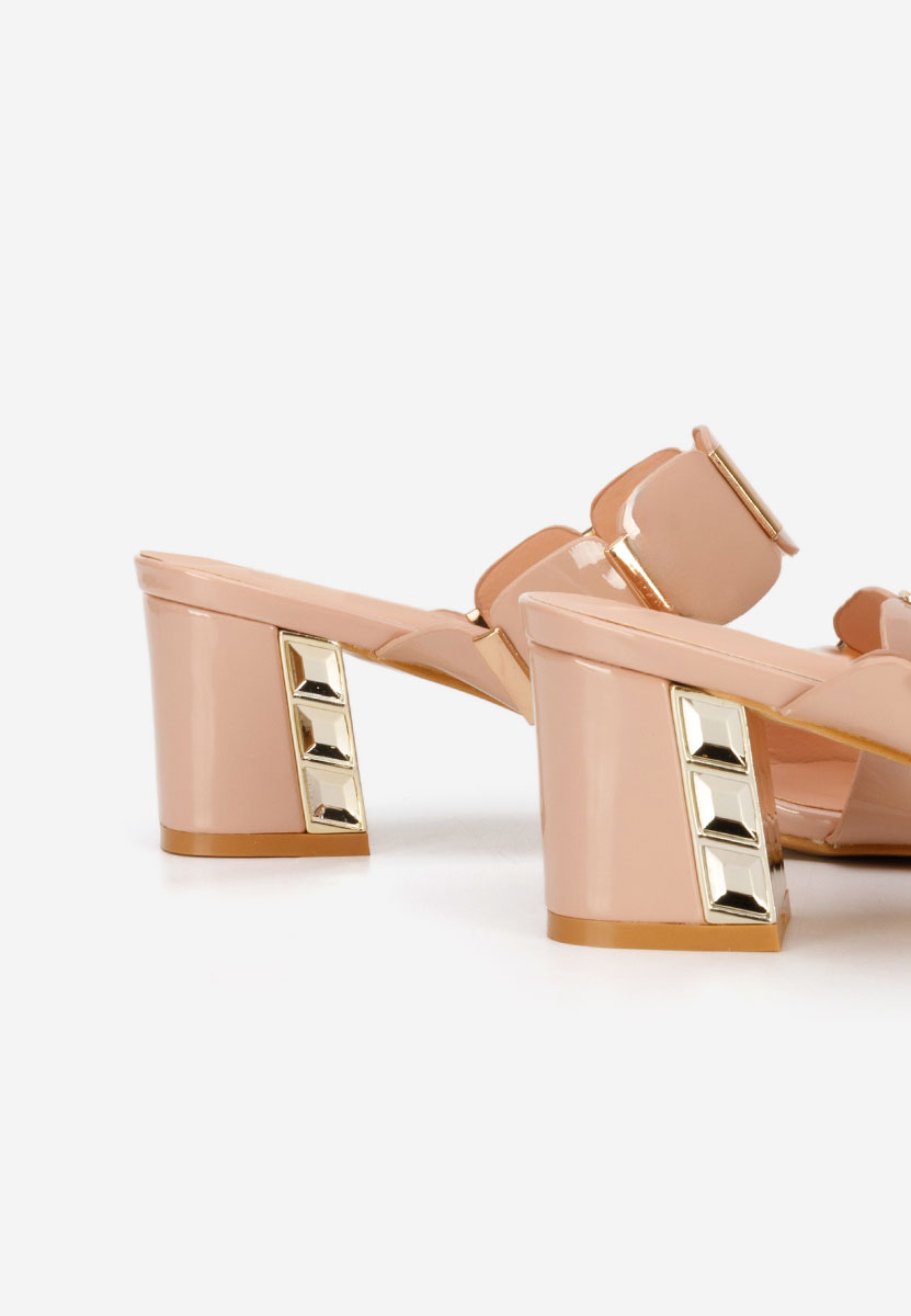 Béžové pantofle na podpatku Raniela