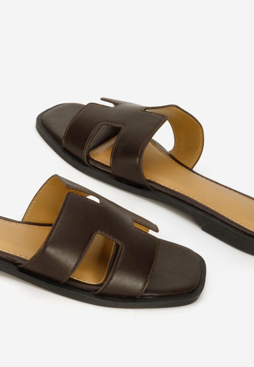 Hnedé dámské pantofle bez podpatku Lecya