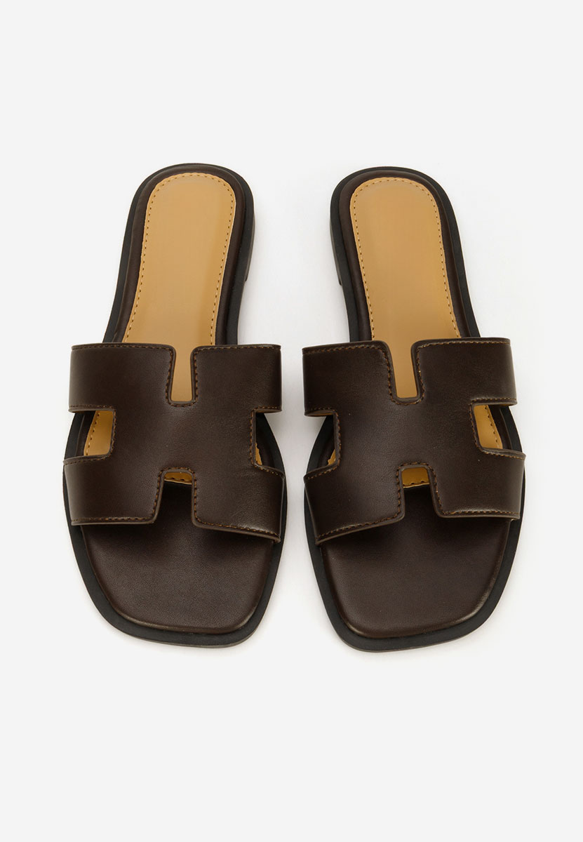 Hnedé dámské pantofle bez podpatku Lecya