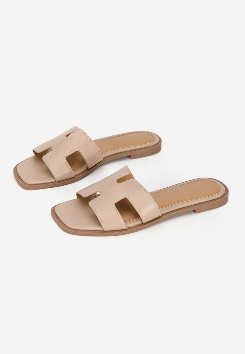 Khaki dámské pantofle bez podpatku Lecya