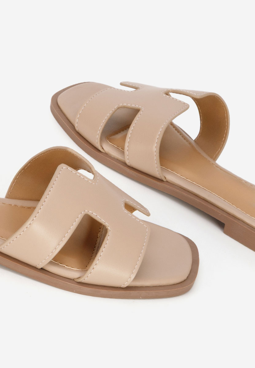 Khaki dámské pantofle bez podpatku Lecya