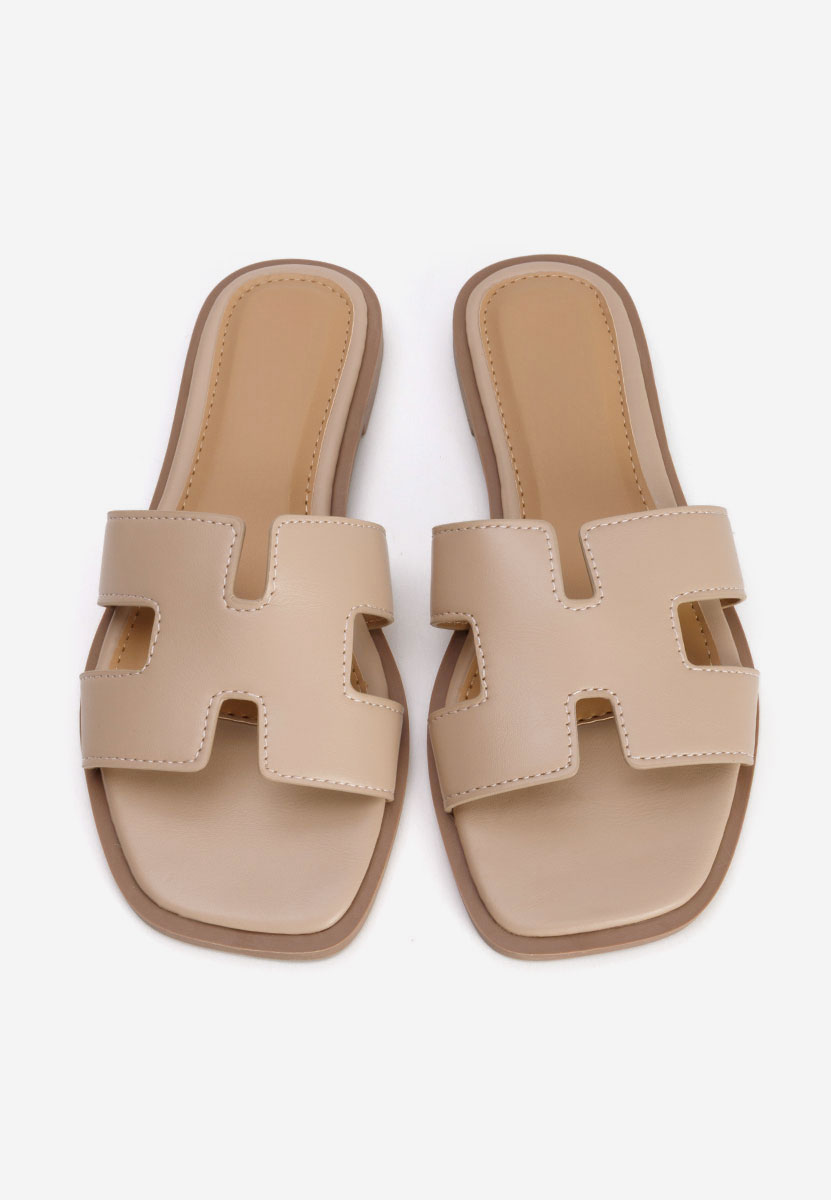 Khaki dámské pantofle bez podpatku Lecya